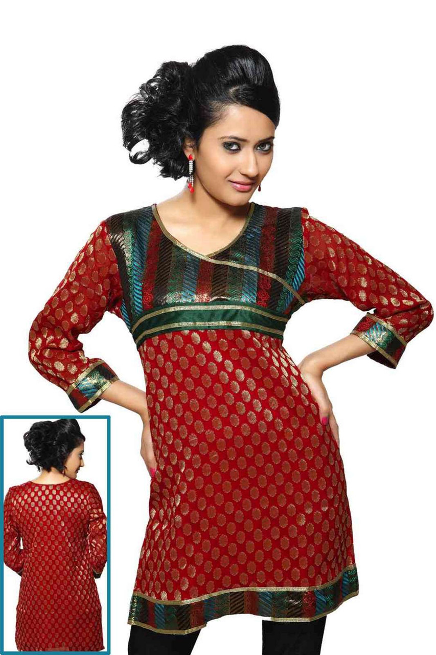 Casual Wear Kurti with Beads, Floral, Lace, and Resham Work Trendy Thread  Work and Printed Design